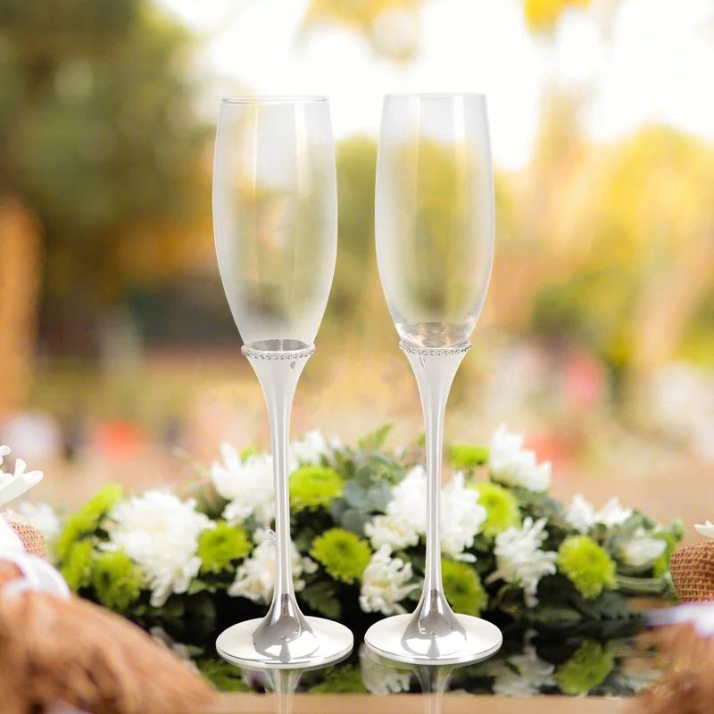 Wedding Toasting Flutes Enamel Champagne Glasses For Mr. And Mrs, Bride And  Groom Champagne Flutes