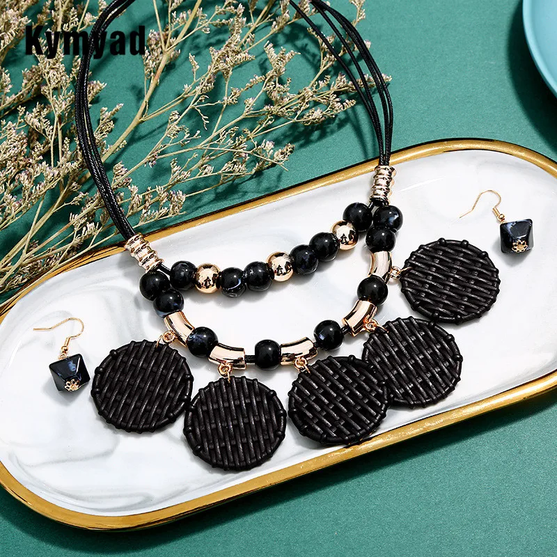 Kymyad наборы богемных украшений для женщин набор турецких Bijoux Rope Chain Arcylic Beads