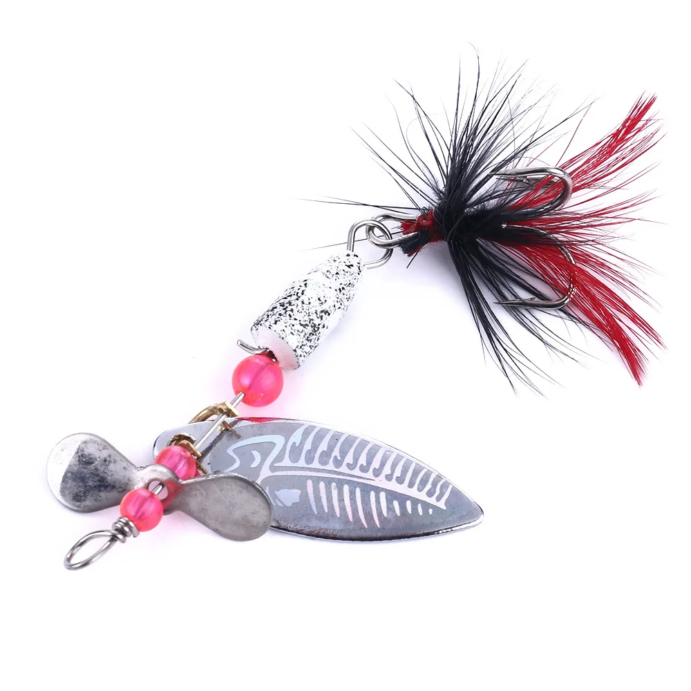 

0033-HJ-SP-018. 4.2g-6# hook metal rotating Sequin fishing gear feather hook lure fake bait