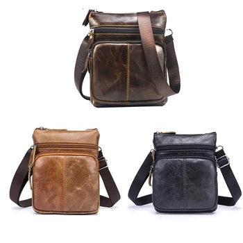 

1 PC Shoulder Bag Genuine Leather Men Small Crossbody Messenger Shoulder Bag Business Multifunction Messenger Wholesale