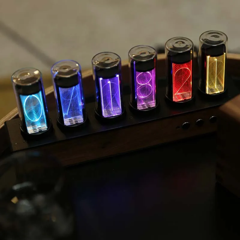 

Walnut 6 Bit RGB LED Glow Digital Clock Nixie Tube Clock Electronic Retro Desk Clock 5V Micro USB Powered Finished Machine