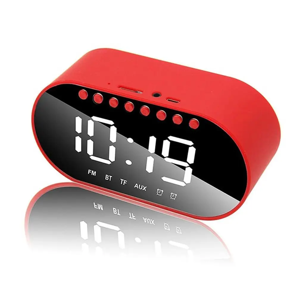 Светодиодный Будильник Радио для дома, спальни, беспроводные bluetooth-колонки, двойной будильник/fm-радио/AUX-in/tf-карта/флэш-накопитель - Цвет: Red