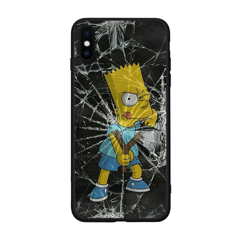 Симпсон черный милый чехол для телефона чехол для iPhone 11 11Pro 5 5S SE X 6 7 7Plus 8 8 Plus XS MAX XR Барт Симпсон Забавный мультфильм