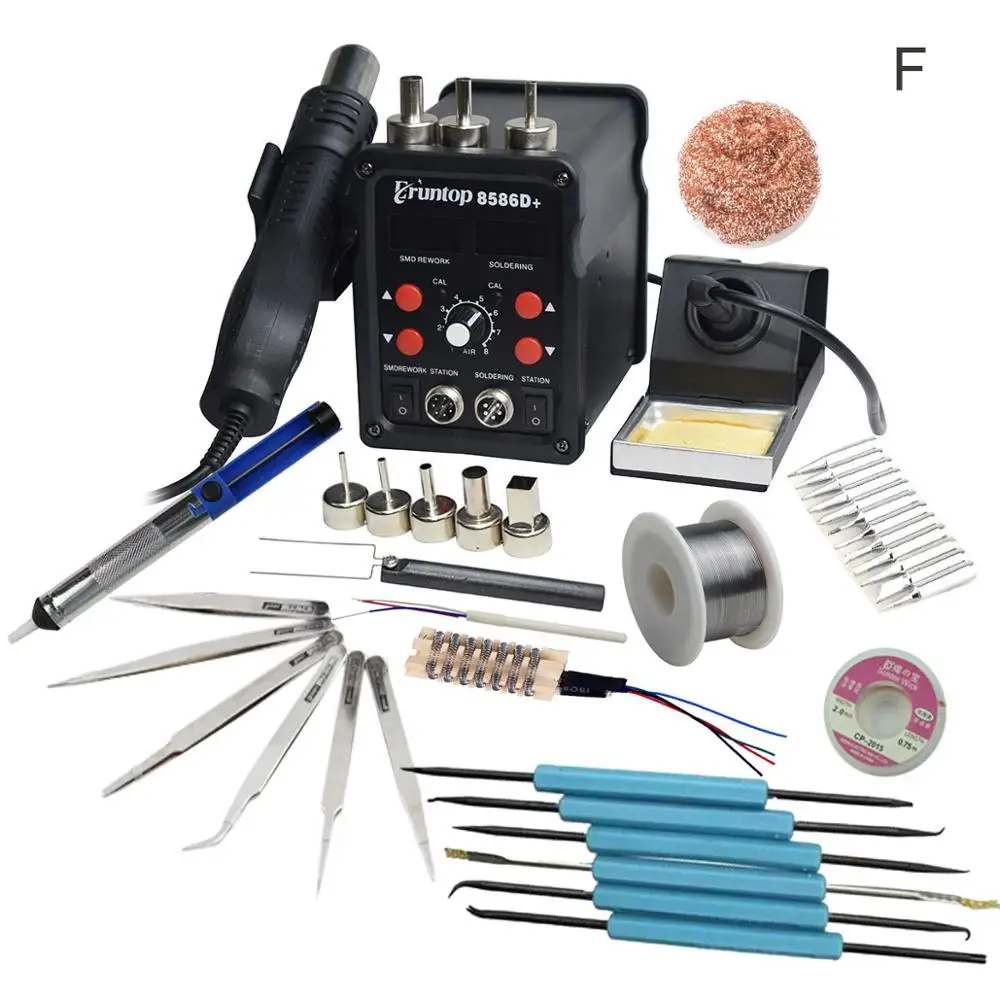 F Eruntop 8586D+ двойной цифровой дисплей, Электрические паяльники+ фена SMD паяльная станция обновленная с 8586 - Цвет: F