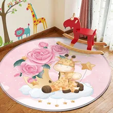 Cute kreskówka żyrafa różowy wzór dziecko ręcznie drukuj dywan dziecko mata do zabawy dywan dla dzieci dywan bezpieczeństwa dzieci flanelowe antypoślizgowe tanie tanio CN (pochodzenie) Nowoczesne Wyprodukowane maszynowo ROUND Do hotelu Bedroom OUTDOOR Wilton Pranie ręczne cartoon Salon