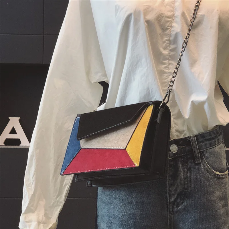 

Hot Selling Shoulder Bag Women's 2019 New Style Fashion South Korea Dull Polish Contrast Color Square Sling Bag Versatile Bag wi