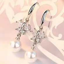 C741 серьги из серебра 925 для свадьбы элегантные серебряные серьги с кубическим цирконием