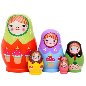 

5Pcs/Set Wooden Ice Cream Girl Nesting Dolls Matryoshka Figurines Kids Toy Gift