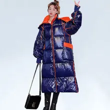 20 градусов белый утиный пух пальто для женщин Мода Высокий воротник X-Long зимняя куртка Женская водонепроницаемая Толстая теплая зимняя куртка 582