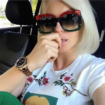 

CHUN 2019 Oversized Square Sunglasses Women Luxury Brand Designer Red Green Sun Glasses Female Vintage Shades Eyewear K48