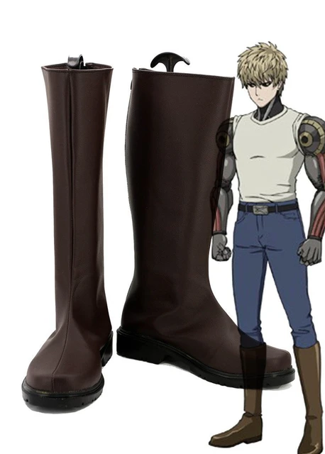 One Punch Man Anime Demon Cyborg Genos Cosplay Shoes Brown Boots Custom  Made - Shoes - AliExpress