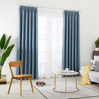 

Custom Curtains for Living Room Bedroom High Window Shade Cloth Northern European Simple Plain Cotton Linen Curtain