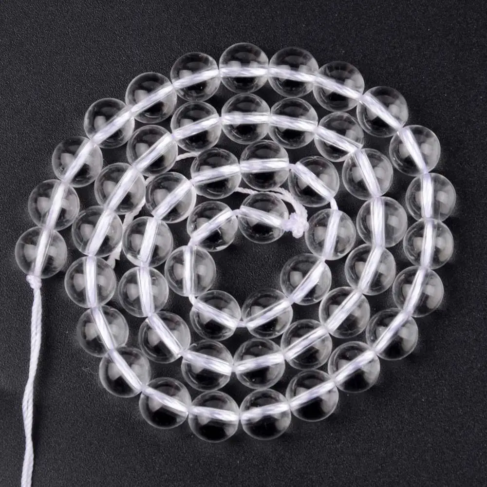 Natural White Clear Quartz Crystal Round Beads for Jewelry Making - Various Sizes