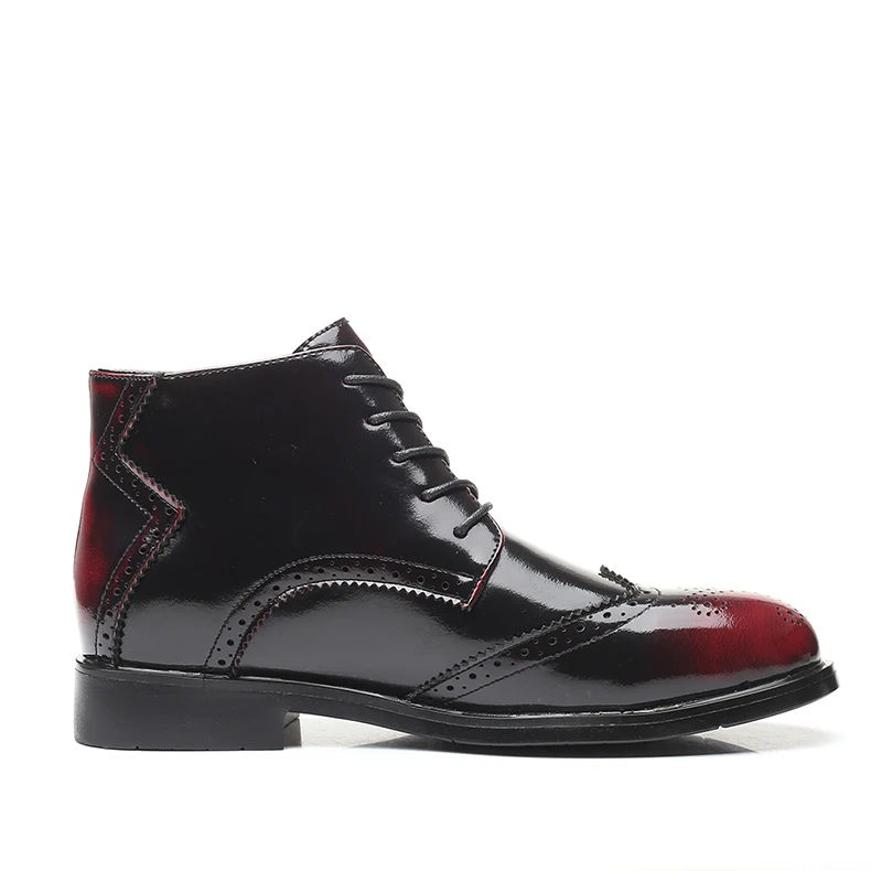 BIMUDUIYU; мужские ботинки «Челси» из искусственной кожи; полуботинки-оксфорды в британском стиле; Мужская Повседневная модная обувь с перфорацией типа «броги» на шнуровке с цветочным узором
