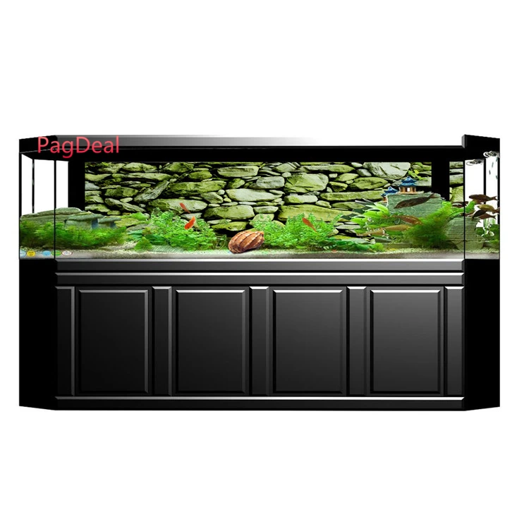 Custom Size 3D Aquarium Background Poster Fish Tank Landscape With Self-Adhesive Stone Rock Wall Decoration PVC Backdrop Sticker