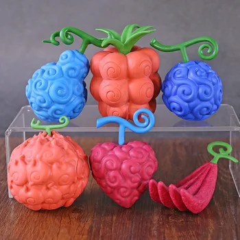 

Anime One Piece Devil Fruit Gum Gum Flame Flame Ope Ope Chop Chop Human Human Shock Fruit PVC Figures Model Toys 6pcs/set