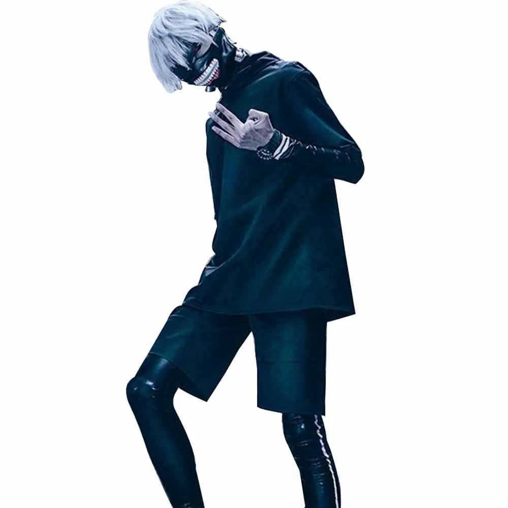 

Men Tokyo Ghoul Ken Kaneki Cosplay Costume Hoodies + Pants Eyepatch Centipede Haise Sasaki Black Reaper One-Eyed King Dragon