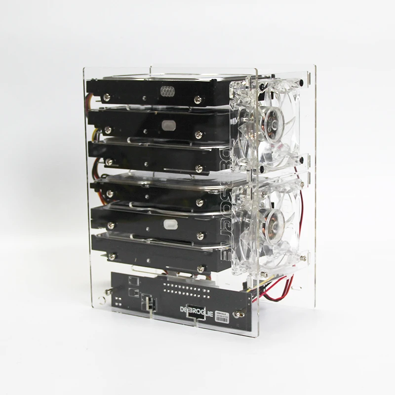 Suporte de Expansão de Disco Rígido Faça Você Mesmo Hdd 3.5 Nas 10 Discos Cremalheiras Externas Suporte Fonte Alimentação Mineração Transparente Acrílico Rack - Imagem 2
