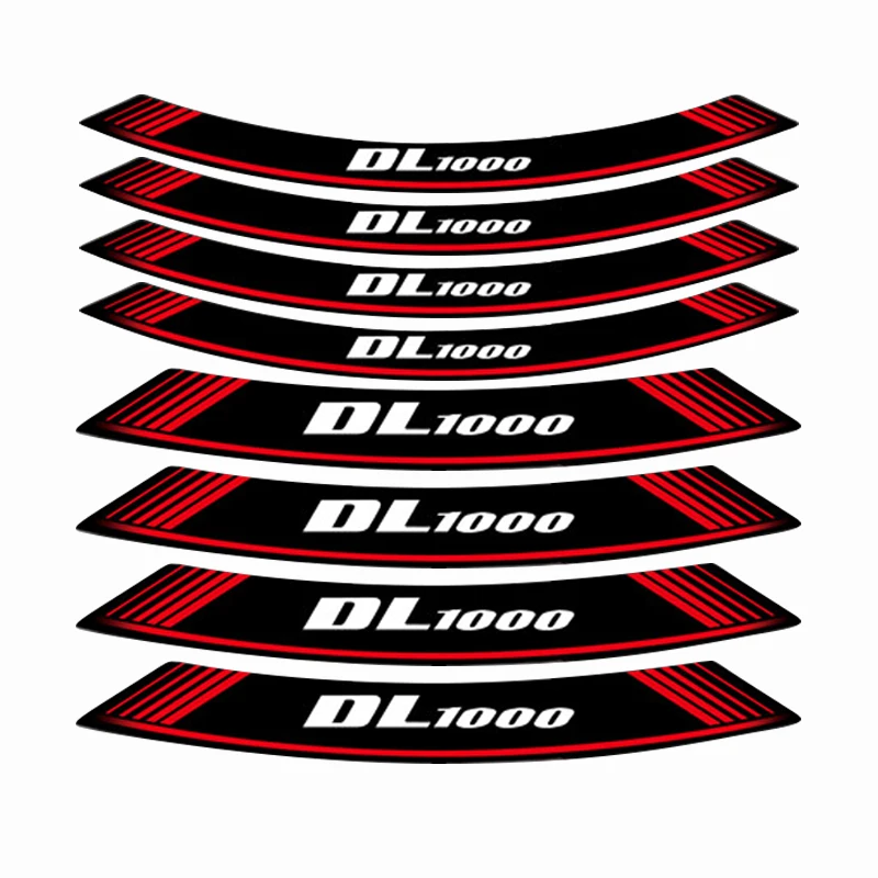 motorcycle sticker stripe model logo wheel stickers tires waterproof decals for SUZUKI DL1000 dl 1000 a set of 8 pcs
