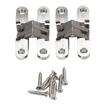 

2pcs Stainless Steel Hidden Cross Hinge 60mm Built-in Concealed Cross Heavy-loading Folding Door Hinge Furniture Hardware