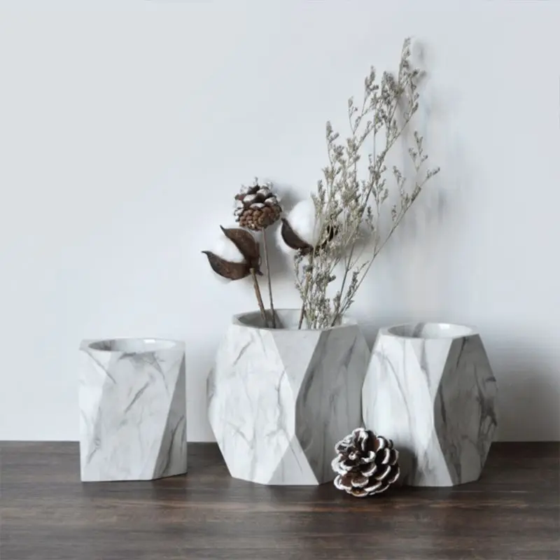 

Nordic Marble Desk Pens Pencil Holder Case Makeup Brush Storage Box Organizer