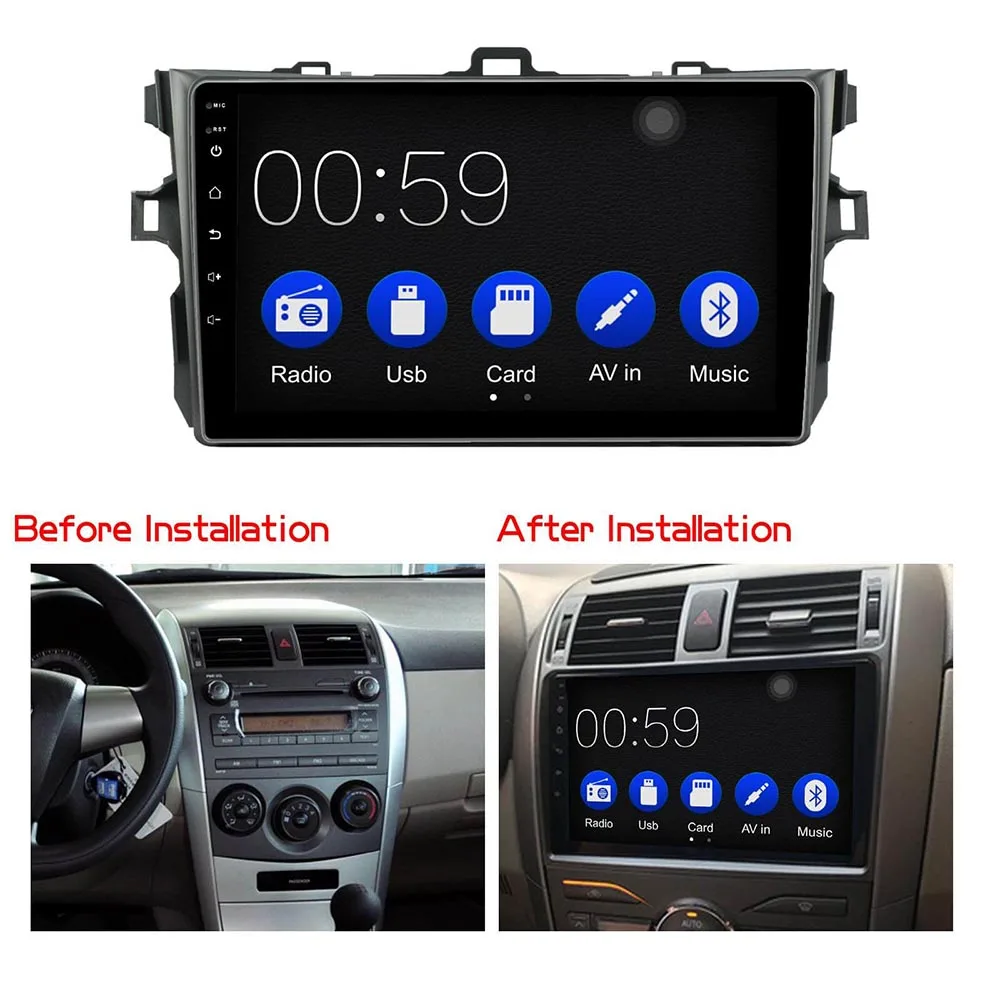 9 дюймов Автомобильная Мультимедийная система с carplay android автопроигрыватель для Toyota Corolla 2008-2011 RDS FM 1024x600 gps головное устройство радио
