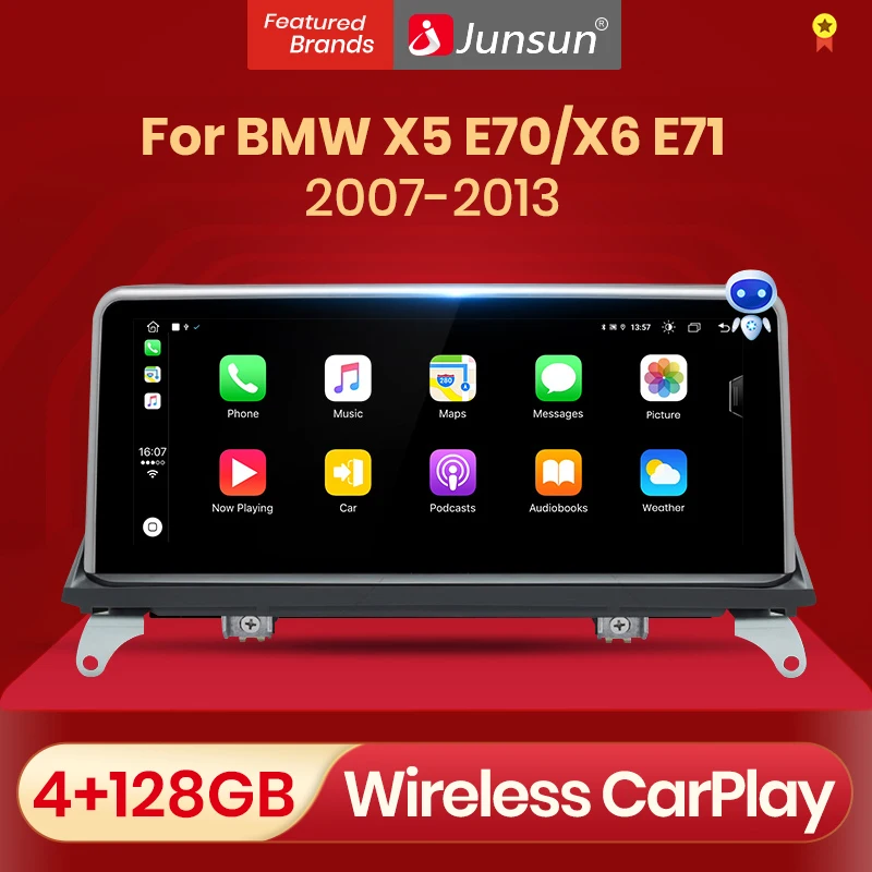 Junsun AI Voice Wireless CarPlay автомобильное радио мультимедиа для BMW X5 E70 X6 E71 2007-2013 DSP 4G Android Auto