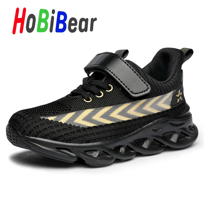 HOBIBEAR/Школьная брендовая спортивная обувь для больших мальчиков; дышащие уличные Детские кроссовки; Детские дизайнерские кроссовки; модные детские кроссовки для малышей