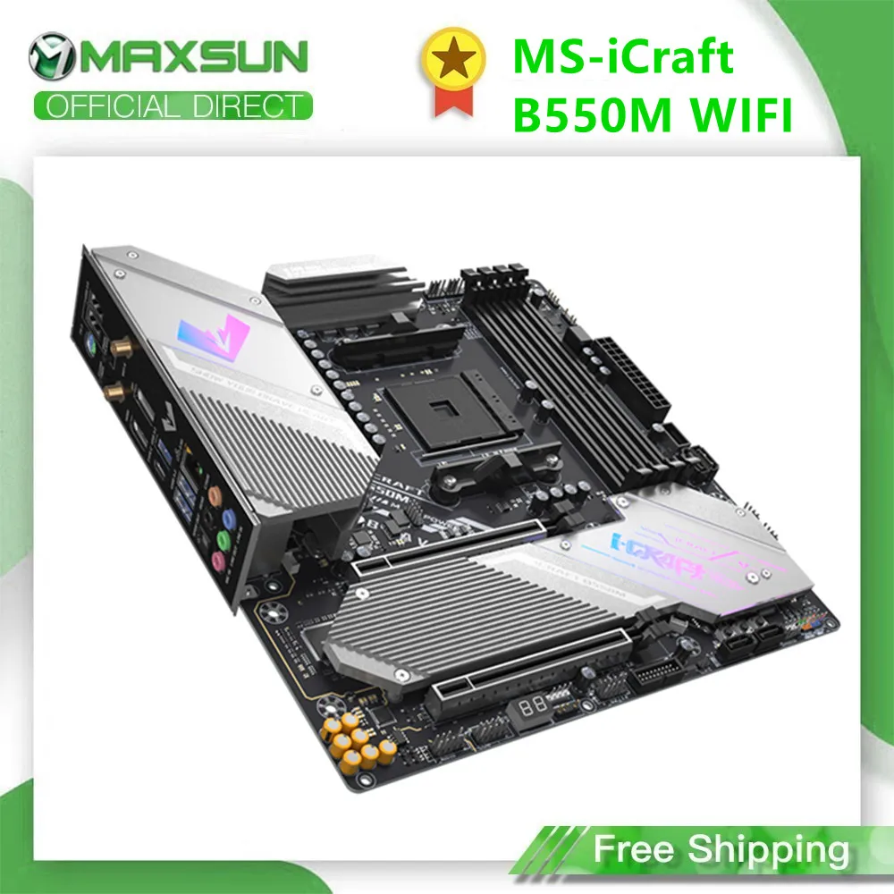 Новая материнская плата MAXSUN iCraft B550M с Wi-Fi RGB AMD B550 chipest AM4 NVME M.2 SATA SSD DDR4 BIOS Flash PCIE 4 0 |