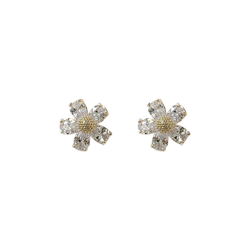 

UXN250 Summer Fresh Baitao 925 Silver Needle Flower Ear Nails