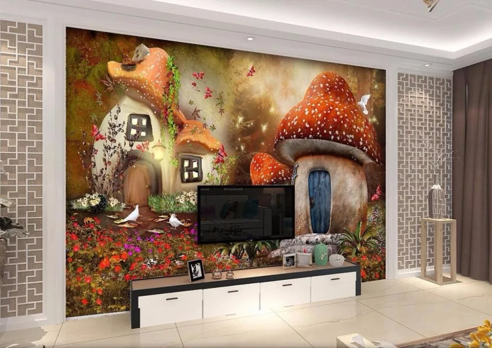 Diantu пользовательские фото обои настенные стикеры сказочный мир гриб дом Детская комната ТВ фон стены papel де parede мультфильм