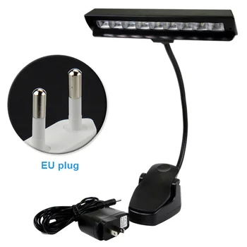 

Flexible Reading 9 LEDs Clip On Black Orchestra Portable With Adapter Music Stand Bedroom Piano Lamp
