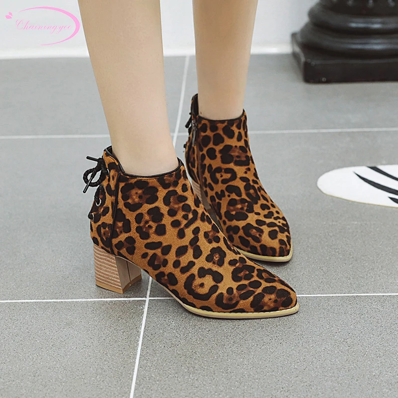 

Casual round toe flock ankle boots fashion color matching black gray beading zipper thick high heels riding boots women's shoes