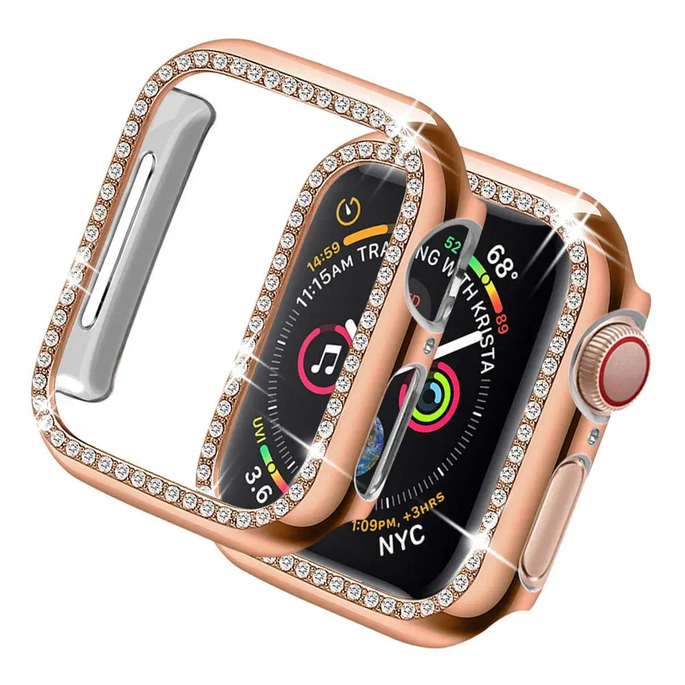 Шикарный бампер для Apple watch, чехол для Apple watch 5, 4, 44 мм, 40 мм, 42 мм, 38 мм, Алмазный защитный чехол iWatch 4, 3, 2, 1, аксессуары 38 - Цвет: rose
