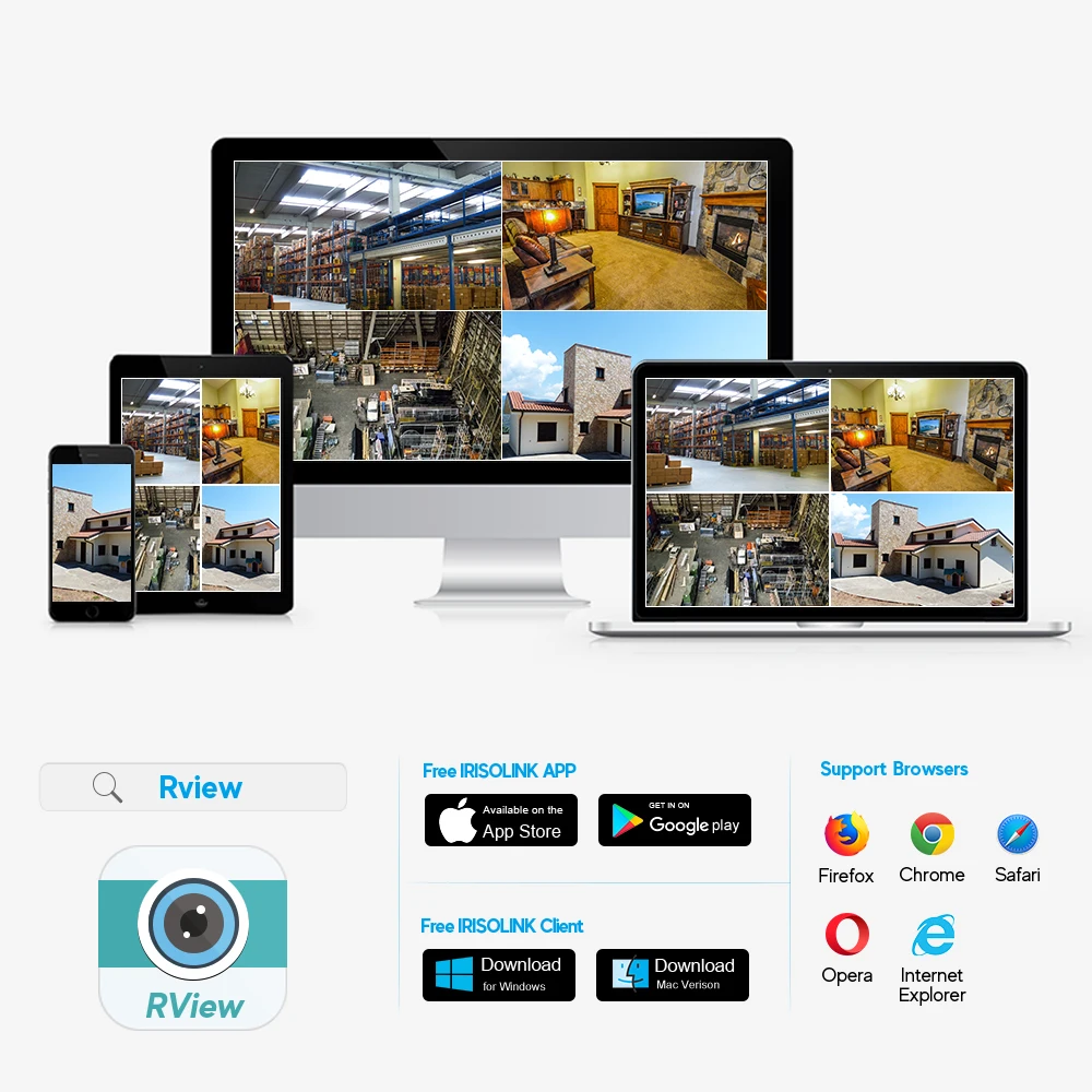 Irisolink 4CH Video Surveillance System 1080N DVR Security Camera System 4pcs 720P Nightvision IP67 Waterproof Cctv Cameras Kits