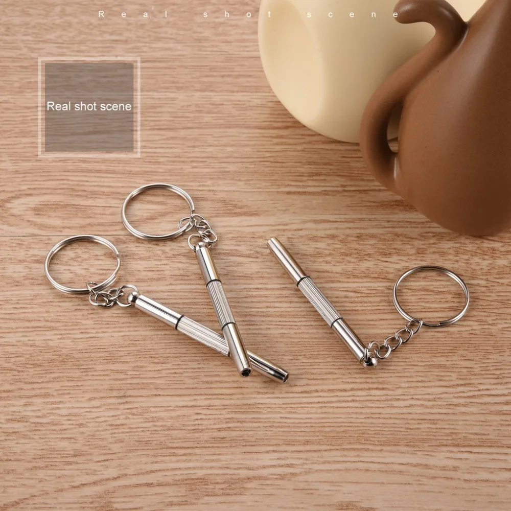 100pcs/pack 3 in 1 Eyeglass Screwdriver Sunglass Glasses Watch Repair Tool Kit with Keychain Portable Screwdriver Tool Wholesale