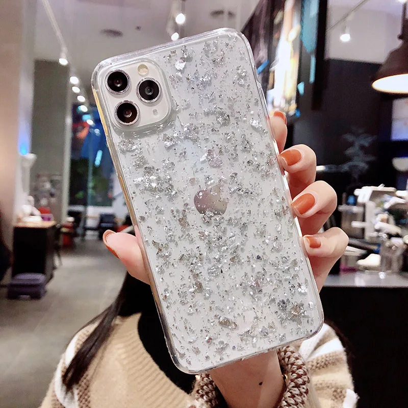 Блестящий чехол Gimfun из оловянной фольги с блестками для телефона iPhone 12 11 Pro Xs Xr Max