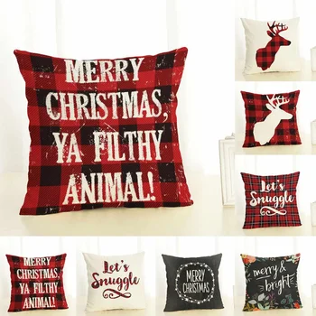 

Christmas Decoration Cushion Car Cover Cartoon Santa Claus Printing Pillow Case Party Christmas Decoration Cushion Cover45X45cm