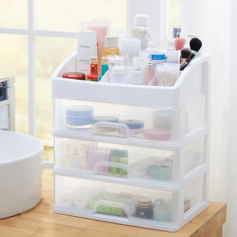 

Factory Direct Transparent Cosmetic Storage Box Drawer Desktop Organizing Box Dresser Skincare Shelf