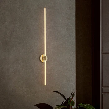 

LODOOO Gold Modern LED brief bedroom study wall lights simple bedside lamp Creative 360 degree light Living room Home wall lamps