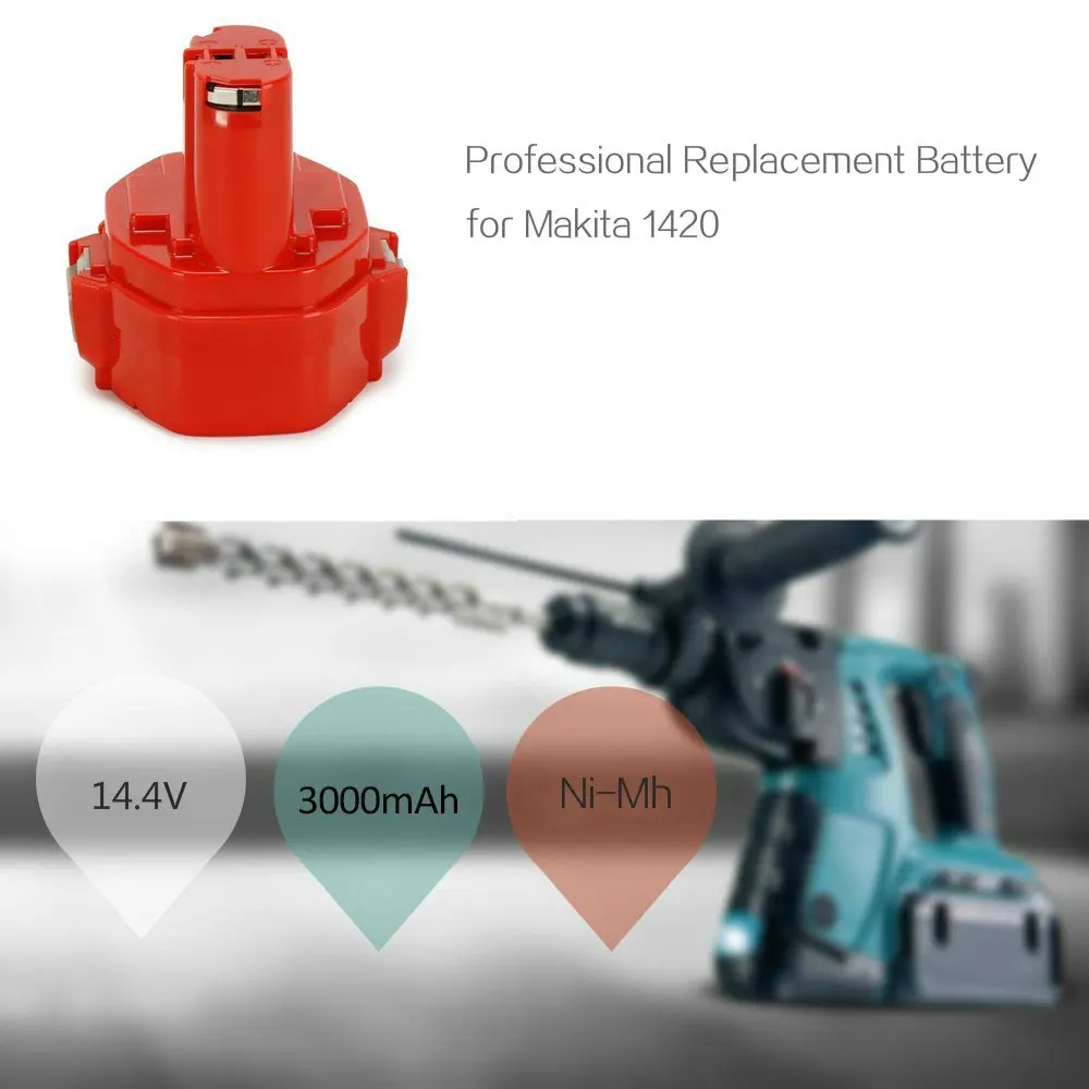 Makita 14,4 V 3.0Ah сменный никель-металлогидридный аккумулятор Батарея для 1420 1422 1433 1434 1435 1435F PA14 192600-1 193158-3 192699-A 6233d