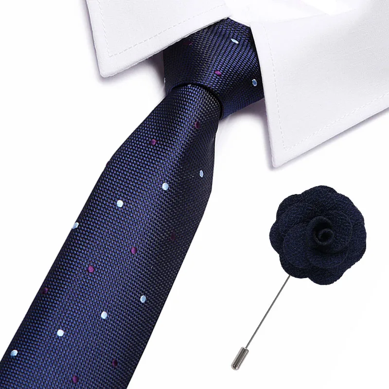 

New Floral Tie Men's 7.5 cm Silk Necktie Brooch Set Blue Red Wedding Brooch Tie Set Formal Dress Accessories Wedding Mens Ties