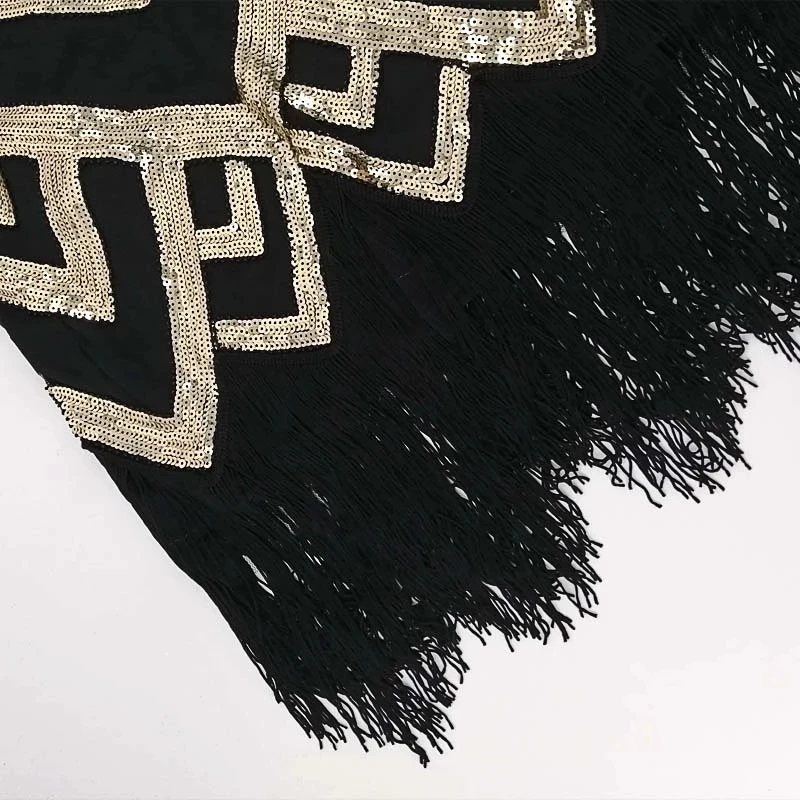 Женское вечернее платье Great Gatsby с кисточками и блестками треугольным вырезом