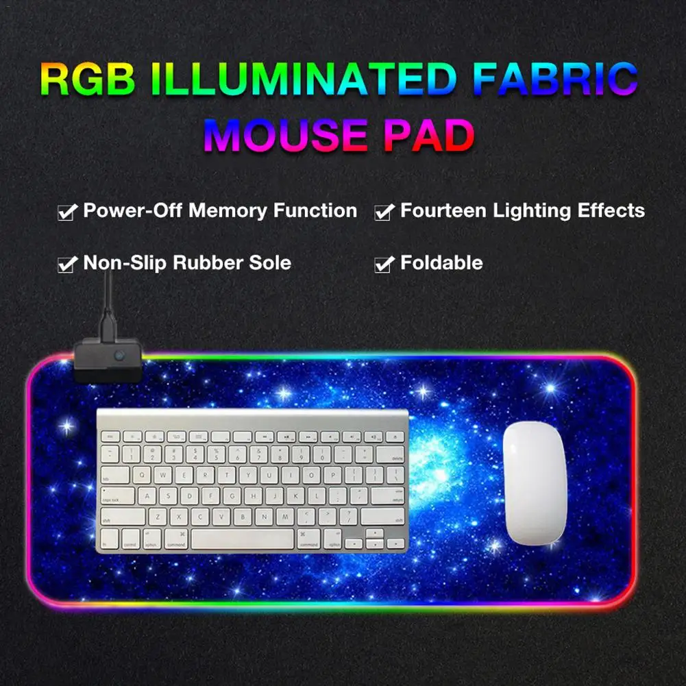 RGB Gaming Mouse Pad Oversized Glowing LED Extended Illuminated USB Keyboard Pad Thicken Colorful Luminous Desktop Mouse Mat Wit
