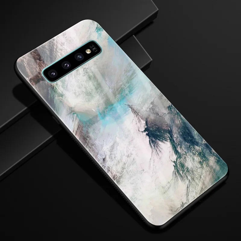 49 Для samsung S10 чехол S10 Plus PC Пластиковый стеклянный чехол для телефона черный ТПУ бампер чехол для samsung Galaxy S10 Plus S10e S10 Lite S 10 - Цвет: 49