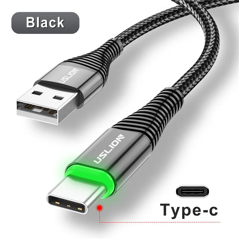 USLION 5A LED Micro USB Cable Fast Charging Micro USB Charger Support Data Transmission For Xiaomi Samsung Android Phone Cable types of mobile charger Cables