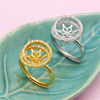 

Ring Mount Pearl Accessories Adjustable Size 925 Silver Plated Ring Jewelry DIY No Pearl Free Shipping