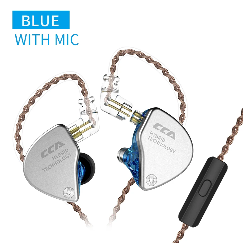 CCA HIFI Качество звука Аврора на заказ наушники гибридные технологии любителей спорта головы-телефоны с микрофоном гарнитура - Цвет: Blue With Mic