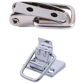 

HOT-6Pcs Fastener Toggle Latch Catch Chest Case & 8pcs Toolbox Box Spring Loaded Straight Loop Spring buckle