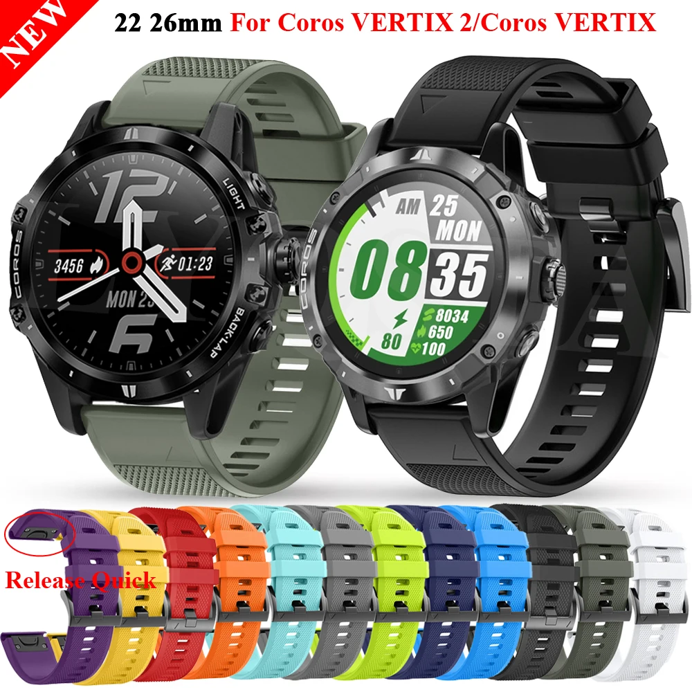 Replacement QuickFit Watch Band Strap For COROS VERTIX 2/VERTIX Silicone  Wristband Accessories Watchband Garmin Fenix 7 7X 5X 6X